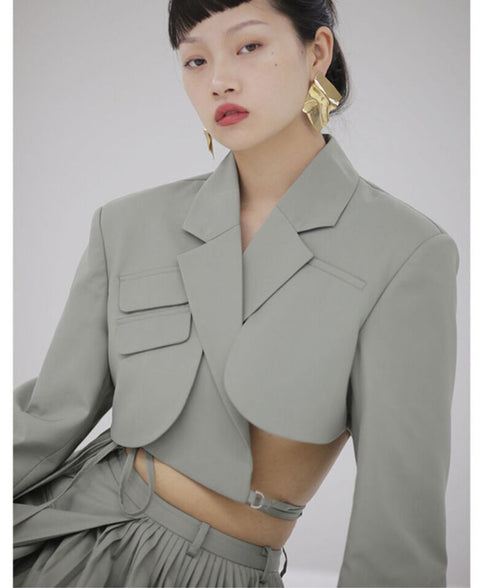 Curved Hem Cropped Jacket